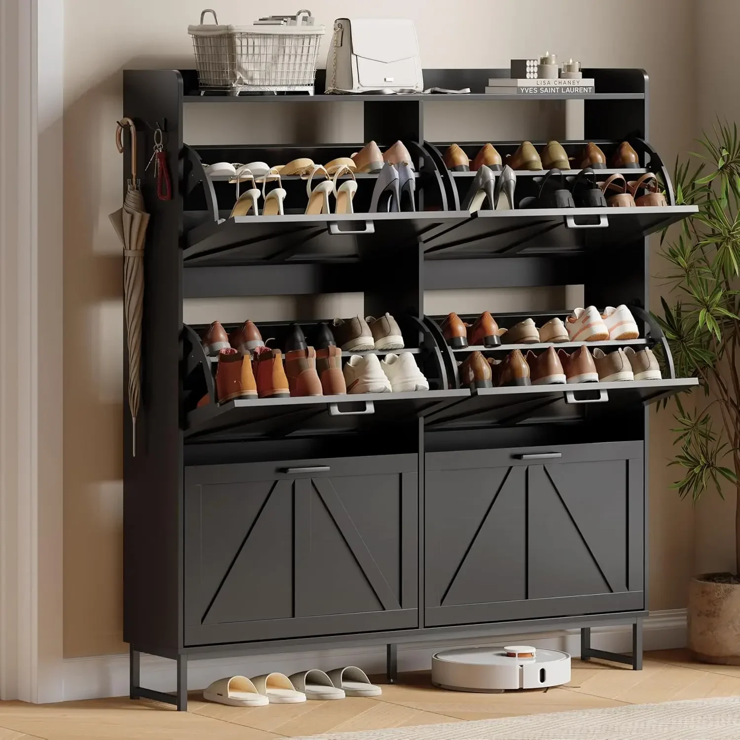 Shoe Cabinet with 6 Flip Drawers, Freestanding Hidden Shoe Storage Organizer for Entryway, Narrow Slim Shoe Rack Cabinet with Op
Shoe Cabinet with 6 Flip Drawers, Freestanding Hidden Shoe Storage Organizer for Entryway, Narrow Slim Shoe Rack Cabinet with Op