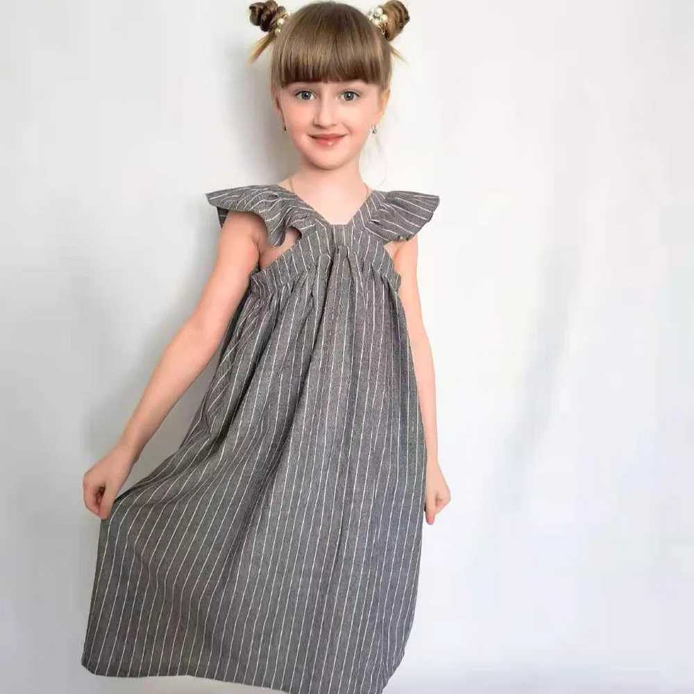 Kids Girls Long Dresses Summer Cotton Linen Striped Baby Girl Princess Birthday Party Dress Children Clothing for 4-12 Years
Kids Girls Long Dresses Summer Cotton Linen Striped Baby Girl Princess Birthday Party Dress Children Clothing for 4-12 Years