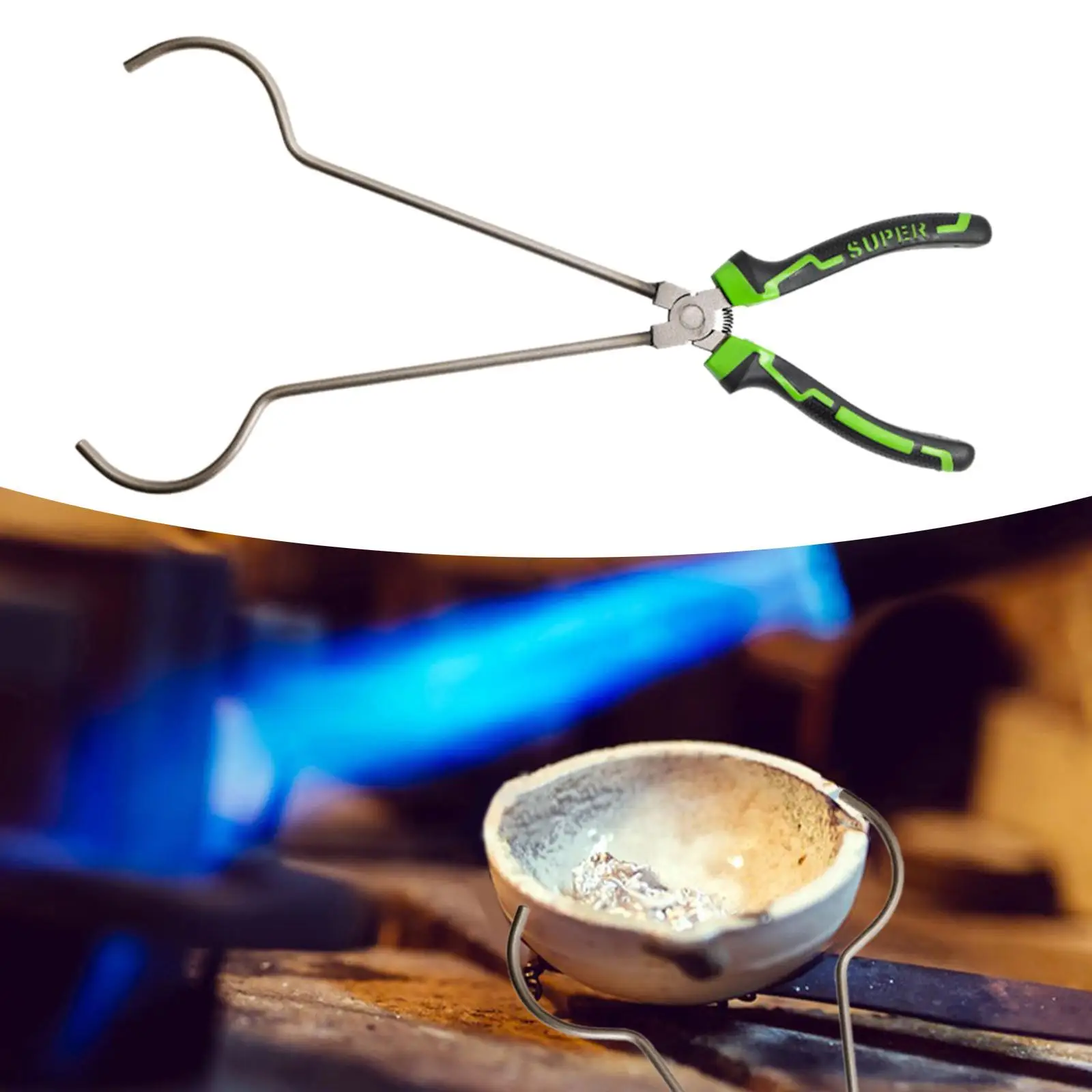 Metal Crucible Tongs with Double Ring Secure Grip Pliers for Jewelry Making and Casting Tasks
Metal Crucible Tongs with Double Ring Secure Grip Pliers for Jewelry Making and Casting Tasks