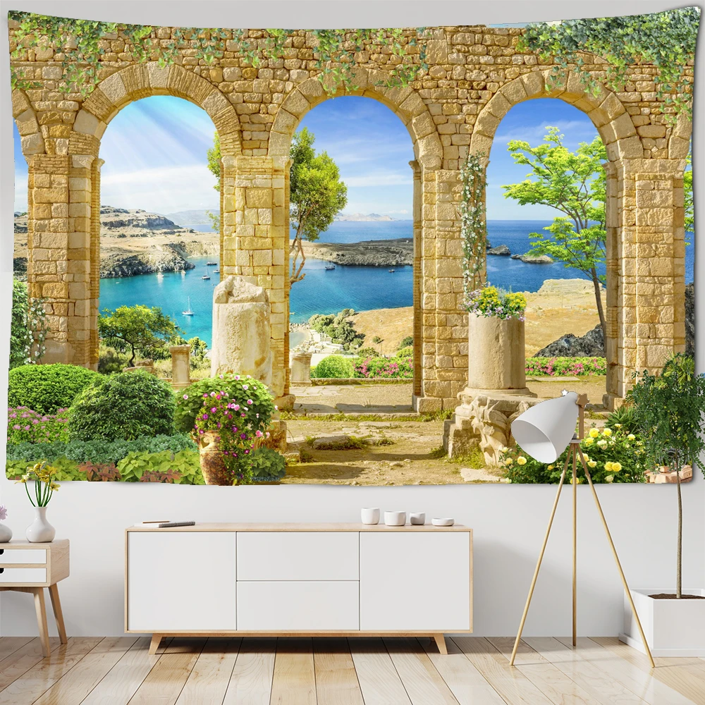 European Retro Greek Roman Scenery Tapestry Wall Hanging Landscape Tapestry Wall Cloth Beach Mat Flower Blanket Home Decoration 
European Retro Greek Roman Scenery Tapestry Wall Hanging Landscape Tapestry Wall Cloth Beach Mat Flower Blanket Home Decoration