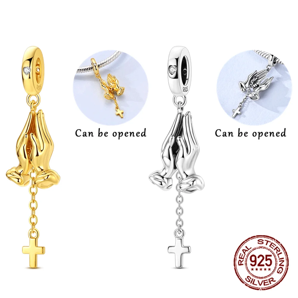 925 Sterling Silver Charm Movable Devotional Praying Hands Pendant for Women Fit Original Bracelet Necklace DIY Accessories
925 Sterling Silver Charm Movable Devotional Praying Hands Pendant for Women Fit Original Bracelet Necklace DIY Accessories
