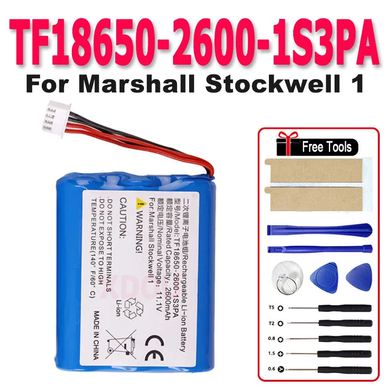 2600 мАч, новая сменная батарея для динамика TF18650-2600-1S3PA для Marshall Stockwell 1, аккумулятор + бесплатные инструменты
2600 мАч, новая сменная батарея для динамика TF18650-2600-1S3PA для Marshall Stockwell 1, аккумулятор + бесплатные инструменты