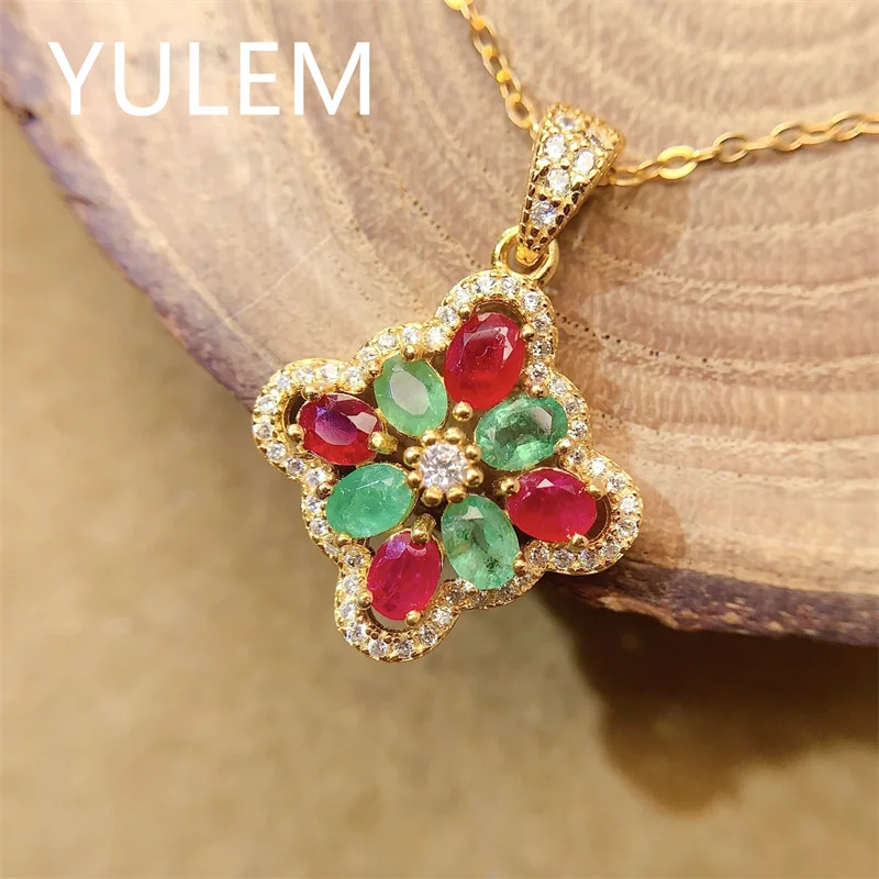 YULEM Natural Emerald with Natural Ruby 3x4mm Silver 925 for Women Daily Wear Fine Jewelry Charm
YULEM Natural Emerald with Natural Ruby 3x4mm Silver 925 for Women Daily Wear Fine Jewelry Charm