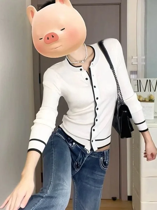 Slim Fit Short Knitted Open Cardigan Women's Fashion Spring Autumn round Neck Color Block Sweater Lightweight Stylish Top
Slim Fit Short Knitted Open Cardigan Women's Fashion Spring Autumn round Neck Color Block Sweater Lightweight Stylish Top