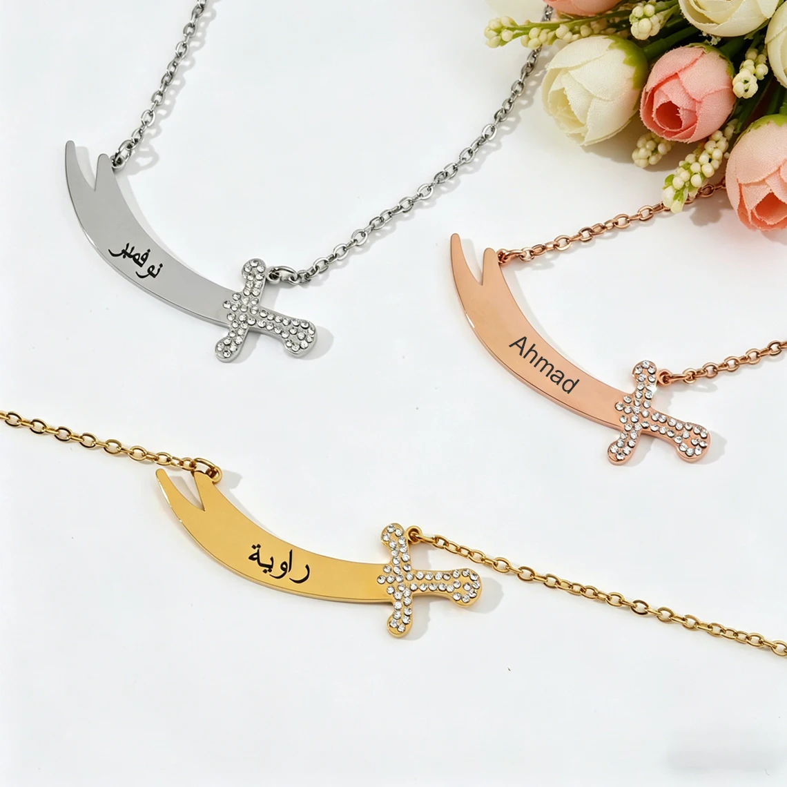 Customized Bling Zircon Knife Charm Necklace for Women Kids Personalized Engrave Name/Letter Sword Pendant Birthday Jewelry Gift
Customized Bling Zircon Knife Charm Necklace for Women Kids Personalized Engrave Name/Letter Sword Pendant Birthday Jewelry Gift