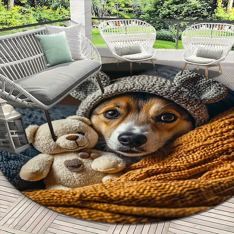 Dog and Teddy Bear Round Area Rug - 2D Printed Non-Slip Floor Mat for Cozy Living Room & Bedroom Decoration, 1PC
Dog and Teddy Bear Round Area Rug - 2D Printed Non-Slip Floor Mat for Cozy Living Room & Bedroom Decoration, 1PC