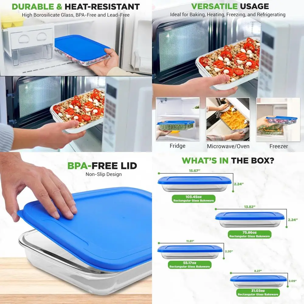 Stackable Blue Glass Baking Dish Set with Lids for Lasagna, Casseroles, Meatloaf, and Storage - Oven, Freezer, Dishwasher Safe
Stackable Blue Glass Baking Dish Set with Lids for Lasagna, Casseroles, Meatloaf, and Storage - Oven, Freezer, Dishwasher Safe