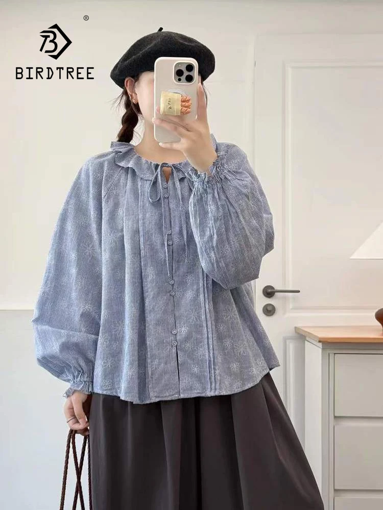 New 2026 Autumn Women Cotton Long Sleeve Shirt, Ruffled Striped Lace-up, Mori Girl French Preppy Style Loose Blouse T67318CC
New 2026 Autumn Women Cotton Long Sleeve Shirt, Ruffled Striped Lace-up, Mori Girl French Preppy Style Loose Blouse T67318CC