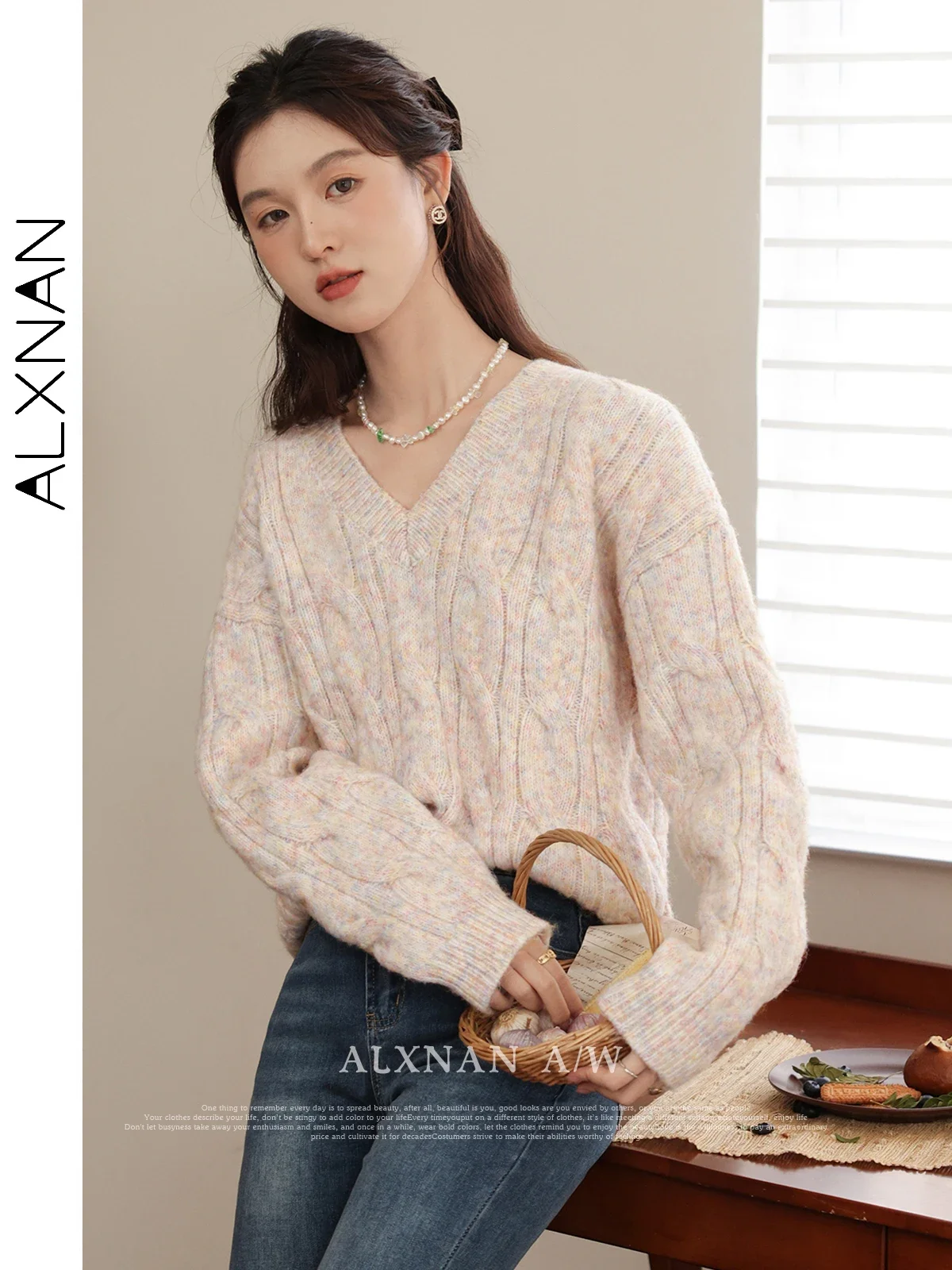 ALXNAN Autumn Winter Loose V-neck Sweater Woman 2024 New Sweet Lazy Style Long Sleeve Tops Womens Knitted Pullovers LXN32076
ALXNAN Autumn Winter Loose V-neck Sweater Woman 2024 New Sweet Lazy Style Long Sleeve Tops Womens Knitted Pullovers LXN32076