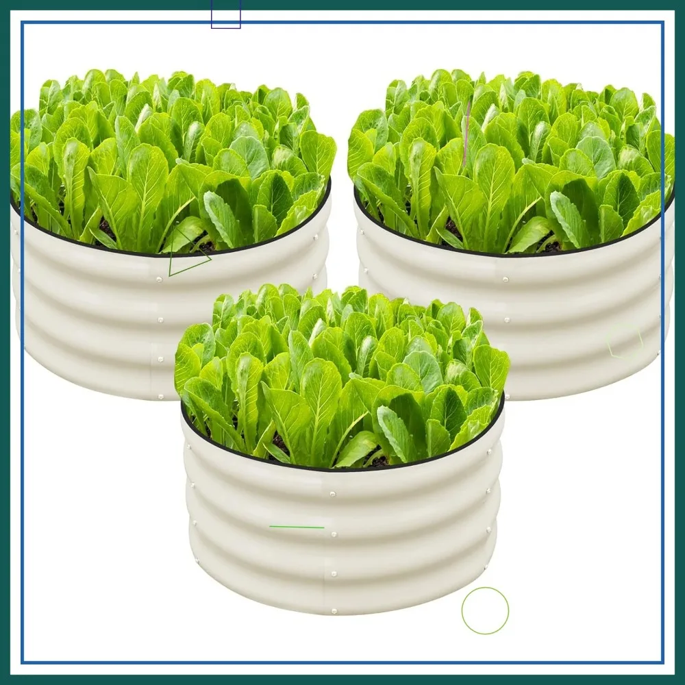 3-Piece Round Galvanized Raised Garden Bed Kit, 2x2x1ft Metal Planter Box for Outdoor Vegetables and Plants, White
3-Piece Round Galvanized Raised Garden Bed Kit, 2x2x1ft Metal Planter Box for Outdoor Vegetables and Plants, White