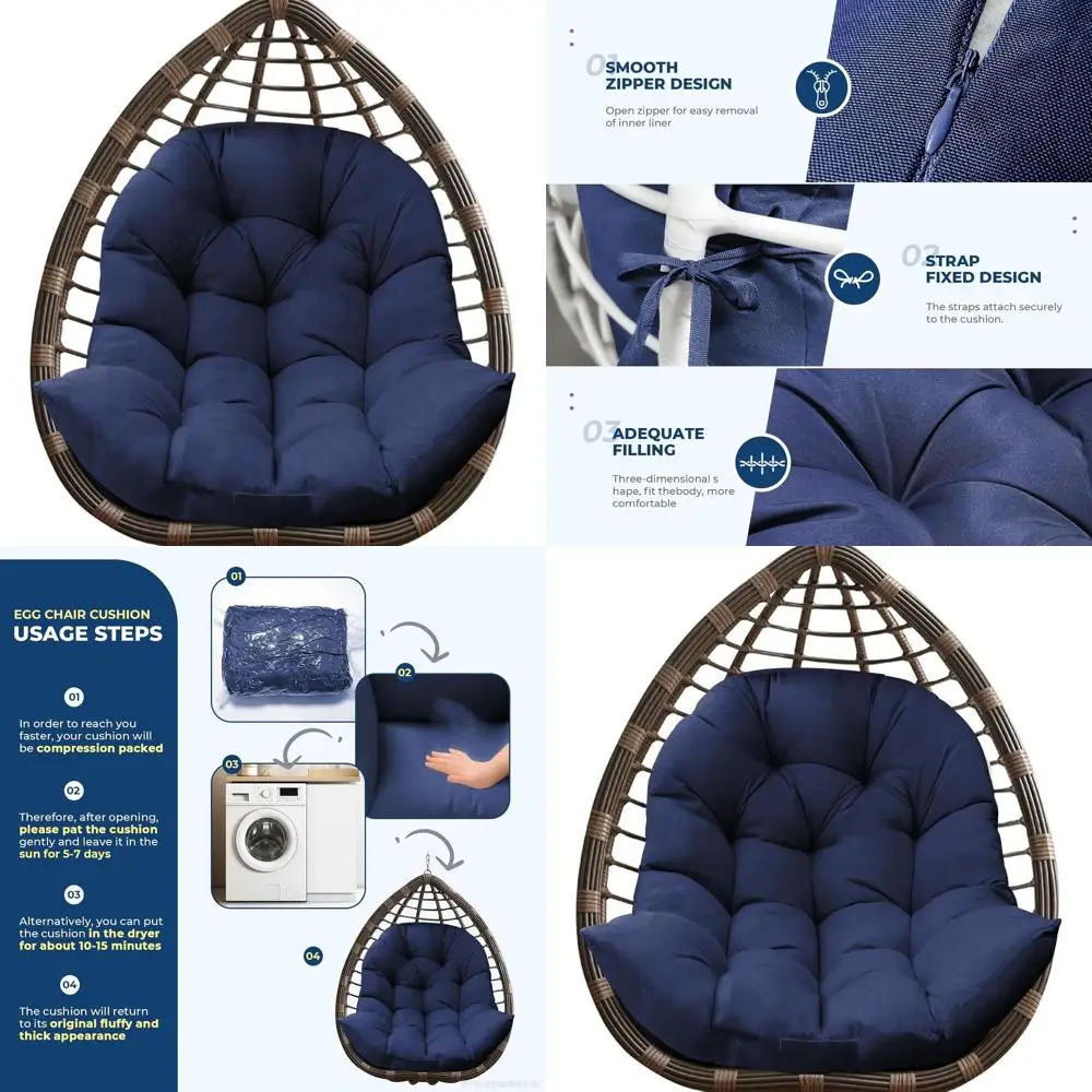 Navy Waterproof Outdoor Egg Chair Cushion, 35x47x7 Thickened Patio Furniture Cover
Navy Waterproof Outdoor Egg Chair Cushion, 35x47x7 Thickened Patio Furniture Cover