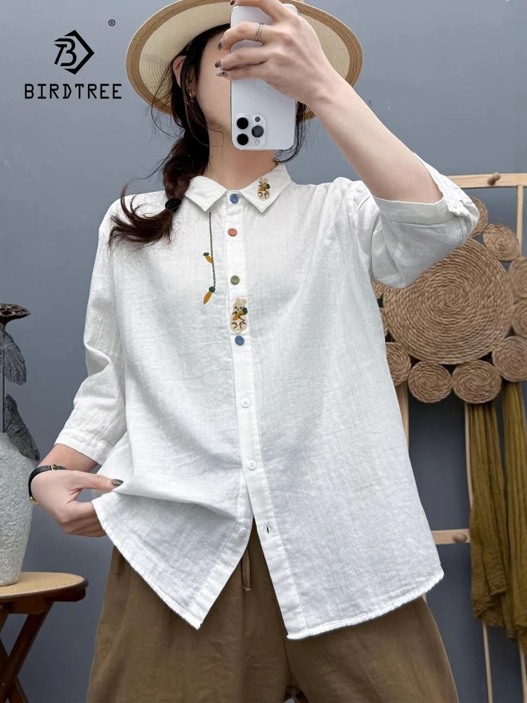 New 2025 Summer Cotton Yarn Half Sleeve Shirt, Women Turn-down Collar Embroidery, Mori Girl Versatile Soft Loose Blouse T54766CC
New 2025 Summer Cotton Yarn Half Sleeve Shirt, Women Turn-down Collar Embroidery, Mori Girl Versatile Soft Loose Blouse T54766CC