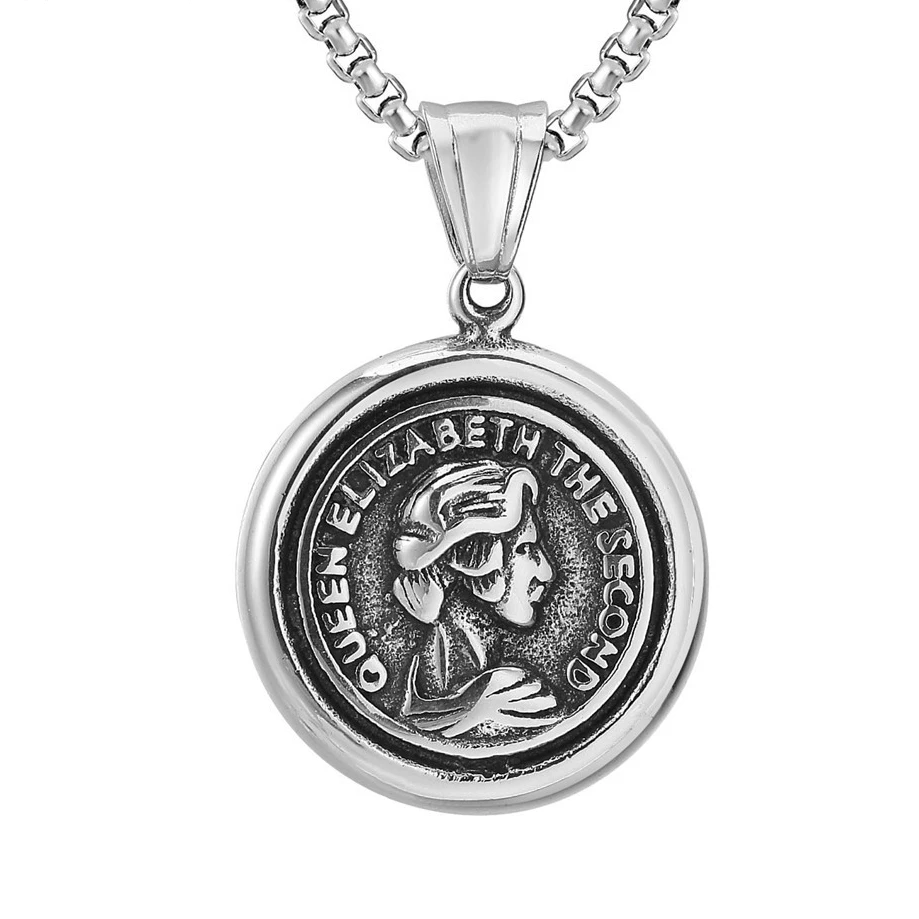 Цепочка с круглым кулоном «Королева Елизаветы» из титана и нержавеющей стали
Цепочка с круглым кулоном «Королева Елизаветы» из титана и нержавеющей стали