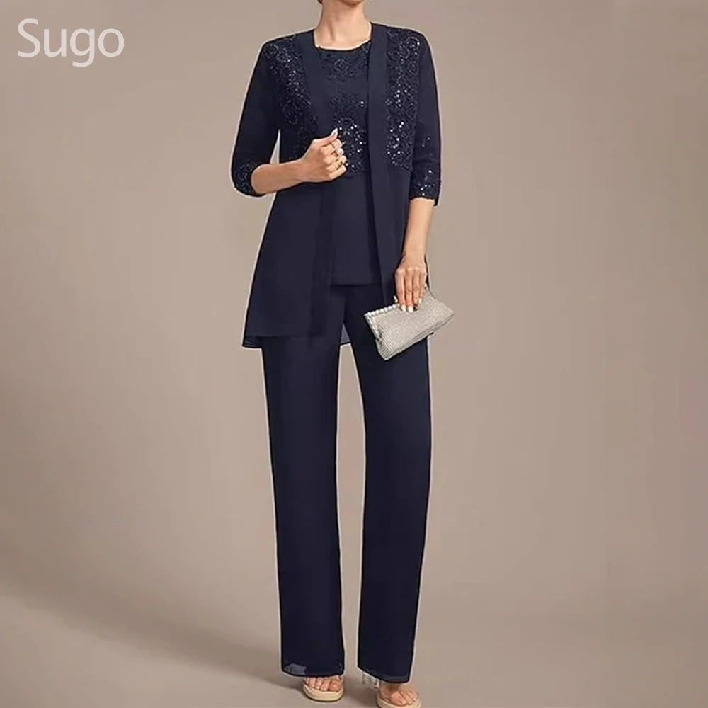 Customized Elegant Long Pantsuits Mother of the Bride Dresses Chiffon O-Neck Ankle-Length Wedding Guest Party Groom Dress 2025
Customized Elegant Long Pantsuits Mother of the Bride Dresses Chiffon O-Neck Ankle-Length Wedding Guest Party Groom Dress 2025