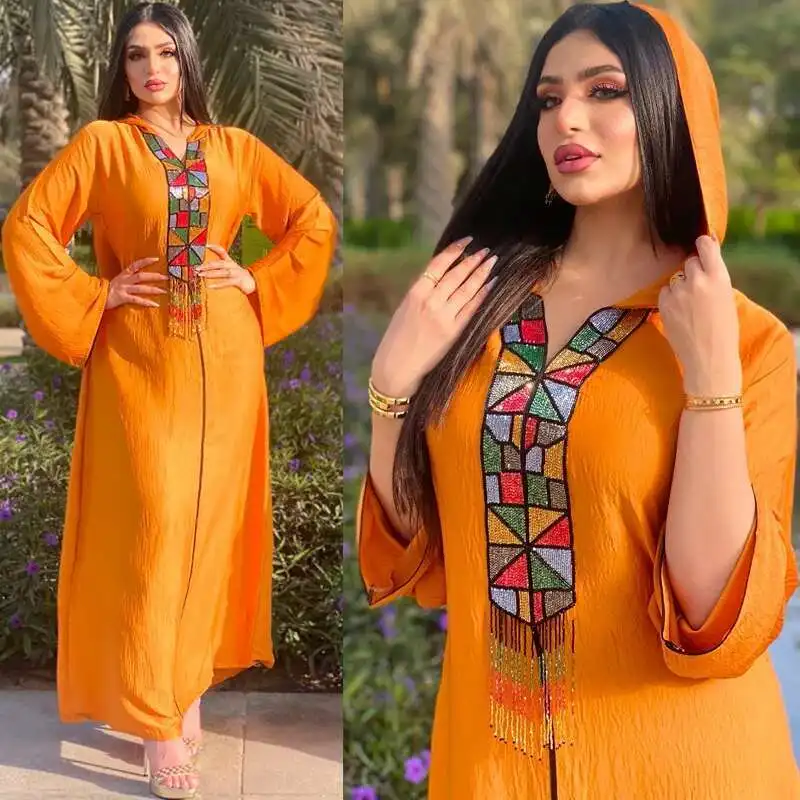 Women's Diamond Fringed Hooded Gown Jalabia Dubai Türkiye Abaya Dress Women Robe Abaya Ramadan Dubai Luxury Islam Elegant
Women's Diamond Fringed Hooded Gown Jalabia Dubai Türkiye Abaya Dress Women Robe Abaya Ramadan Dubai Luxury Islam Elegant