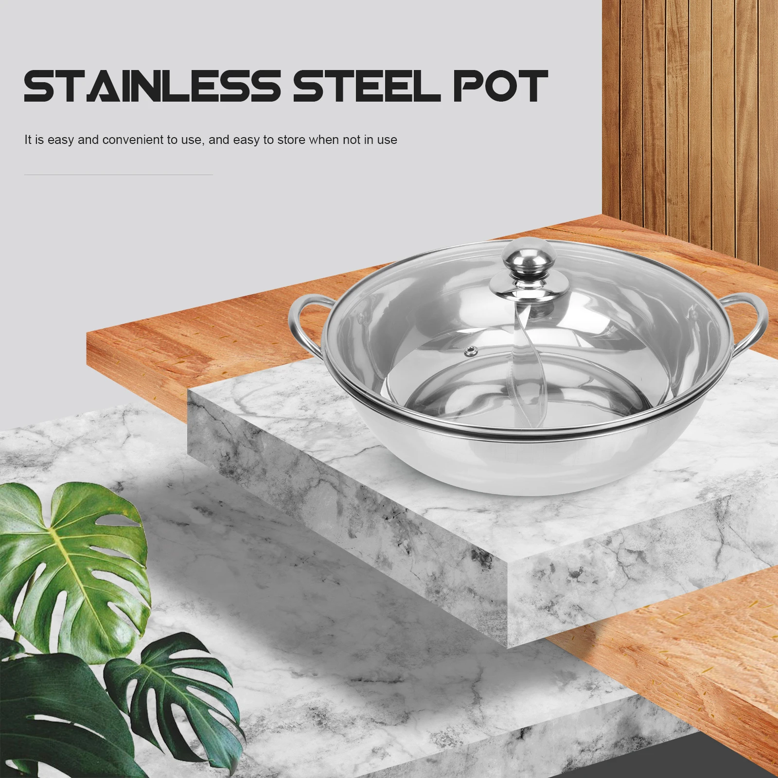 1Set Stainless Steel Hot Pot with Divider Reusable Dual Compartment Soup Pot for Family Friends Non-Slip Handle Storage Friendly
1Set Stainless Steel Hot Pot with Divider Reusable Dual Compartment Soup Pot for Family Friends Non-Slip Handle Storage Friendly
