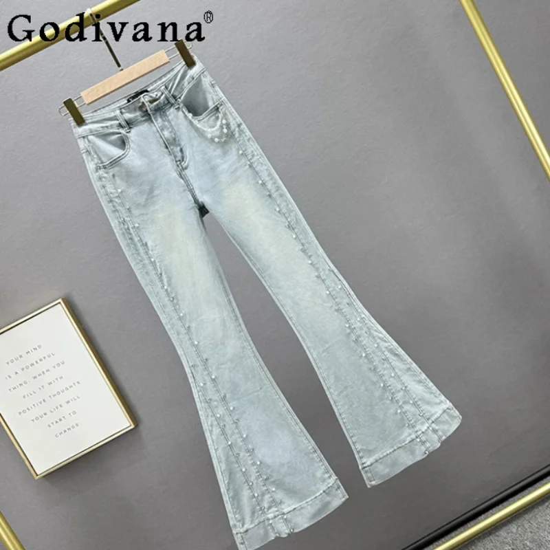 Women Summer 2026 New European Do Old Bootcut Jeans Fashion High Waist Slim Fit Sweet Beaded Diamond Light Blue Trousers
Women Summer 2026 New European Do Old Bootcut Jeans Fashion High Waist Slim Fit Sweet Beaded Diamond Light Blue Trousers