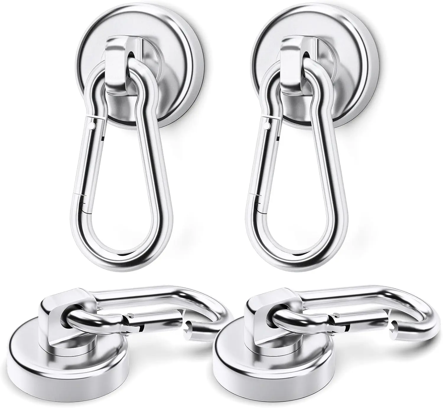 Heavy Duty Magnetic Hooks, 70LBS Carabiner with Swivel, Neodymium Magnets for Hanging in Garage, Warehouse, Outdoor - 4 Pack
Heavy Duty Magnetic Hooks, 70LBS Carabiner with Swivel, Neodymium Magnets for Hanging in Garage, Warehouse, Outdoor - 4 Pack