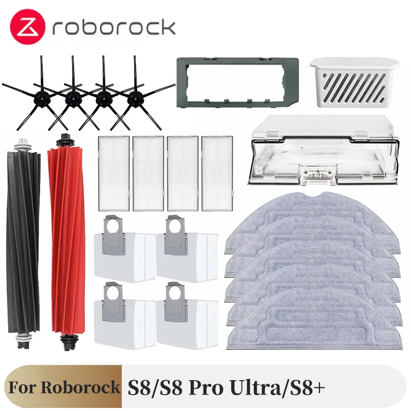 For Roborock S8 S8 Pro Ultra S8+ Robot Vacuum Spare Parts Main Side Brushes Mop Cloths HEPA Filters Dust Bags Accessories
For Roborock S8 S8 Pro Ultra S8+ Robot Vacuum Spare Parts Main Side Brushes Mop Cloths HEPA Filters Dust Bags Accessories