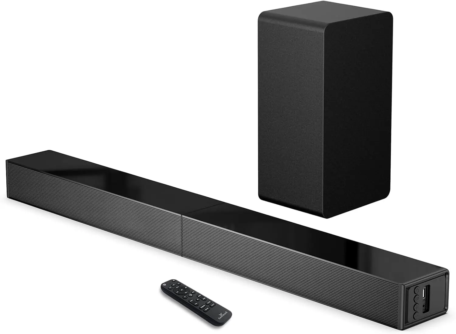 31" 2.1 CH Sound Bar with Subwoofer, Bluetooth 5.0, HDMI ARC, Optical, USB, AUX for TV
31" 2.1 CH Sound Bar with Subwoofer, Bluetooth 5.0, HDMI ARC, Optical, USB, AUX for TV