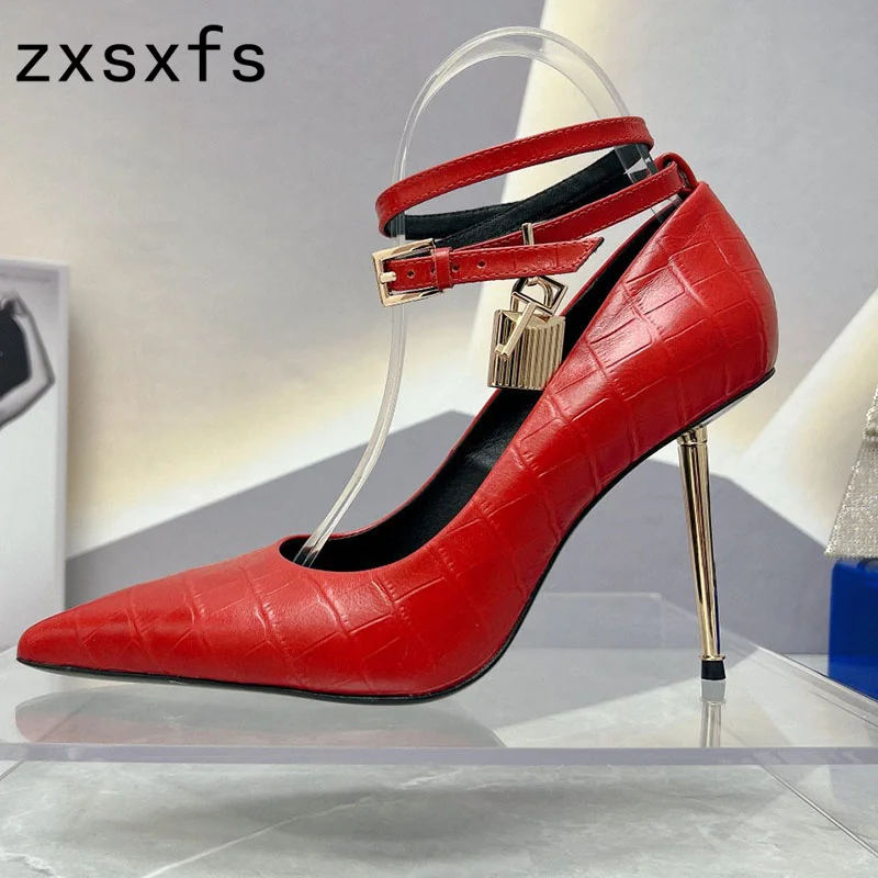 High Quality Spring Summer New Leather Metal Decorate Thin High Heels Shoes Women Pointed Toe Buckle Strap Pumps Brand Sexy Shoe
High Quality Spring Summer New Leather Metal Decorate Thin High Heels Shoes Women Pointed Toe Buckle Strap Pumps Brand Sexy Shoe
