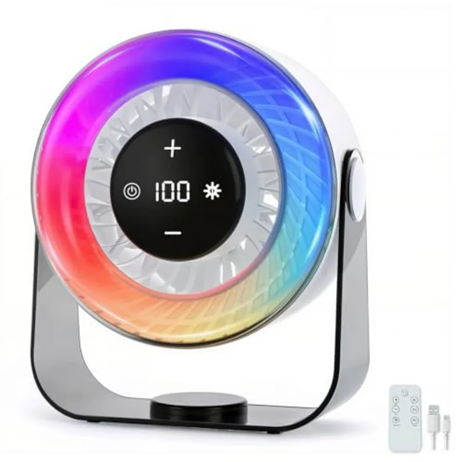 Desk Fans for Bedroom, Portable Colored LED Light 100 Speed Digital Display USB Rechargeable Table Fan, Quiet Wall-Mounted Desk
Desk Fans for Bedroom, Portable Colored LED Light 100 Speed Digital Display USB Rechargeable Table Fan, Quiet Wall-Mounted Desk