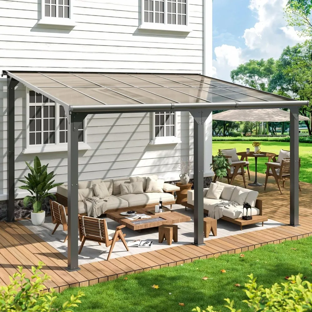 10x14 FT Gazebo Pergola for Patio, Gazebos Pergola on Clearance with Sloped Roof, Hard Top Lean to Gazebo, Large Wall-Mounted He
10x14 FT Gazebo Pergola for Patio, Gazebos Pergola on Clearance with Sloped Roof, Hard Top Lean to Gazebo, Large Wall-Mounted He