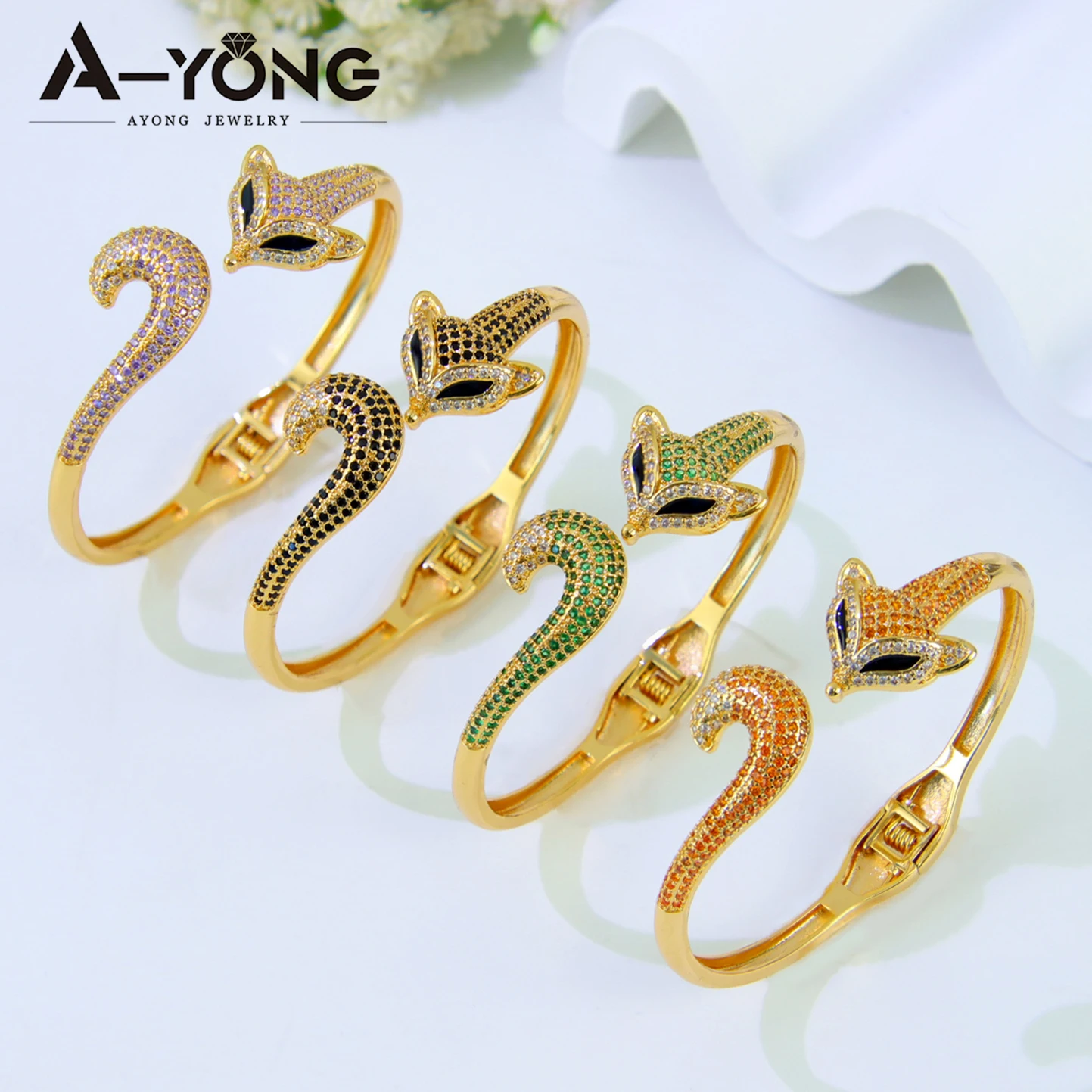 Trendy Gold Plated Fox Bracelet 21k Gold Color Design Dubai Fashion Zircon Bangles Italian Women Elegant Event Party Jewelry
Trendy Gold Plated Fox Bracelet 21k Gold Color Design Dubai Fashion Zircon Bangles Italian Women Elegant Event Party Jewelry