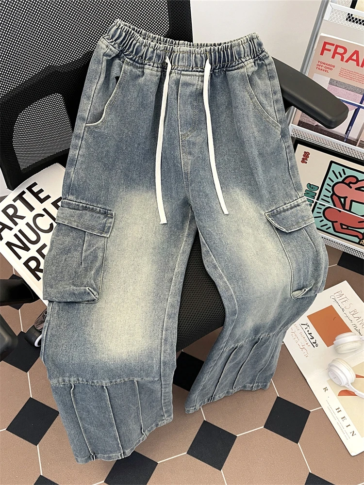 Retro Washed Men's Workwear Jeans Spring Autumn 2025 New American High Street Wide Leg Casual Long Pants with Big Pockets
Retro Washed Men's Workwear Jeans Spring Autumn 2025 New American High Street Wide Leg Casual Long Pants with Big Pockets