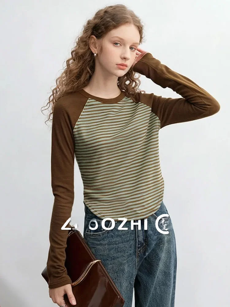 Color Blo Striped T-irt Casual Base Layer irt Arc Bot Hem Long Sve French Sle Women's Autumn Winter Faion Top
Color Blo Striped T-irt Casual Base Layer irt Arc Bot Hem Long Sve French Sle Women's Autumn Winter Faion Top