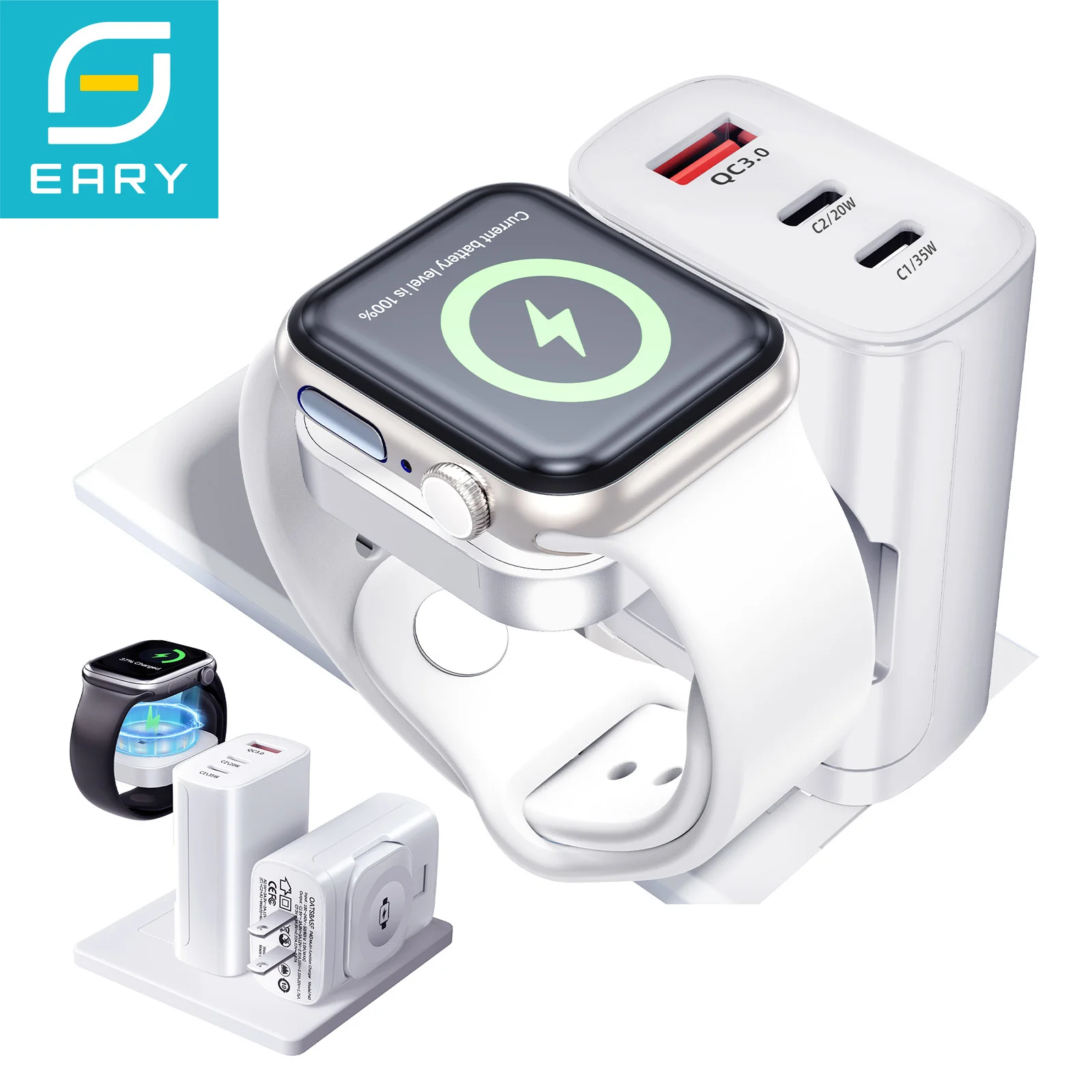 Eary 4 в 1 для Apple Watch Зарядное устройство Беспроводное магнитное зарядное устройство 40 Вт Быстрая зарядка для телефона AirPods 3 iWatch Ultra/SE iPhone 17 16
Eary 4 в 1 для Apple Watch Зарядное устройство Беспроводное магнитное зарядное устройство 40 Вт Быстрая зарядка для телефона AirPods 3 iWatch Ultra/SE iPhone 17 16