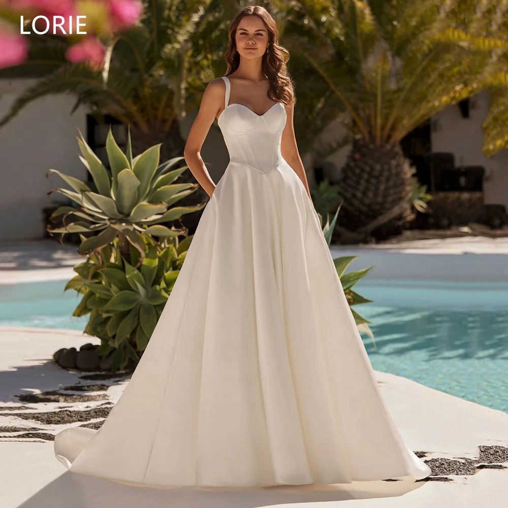 LORIE Elegant Satin Wedding Dresses Spaghetti Straps Bride Prom Gown Chic Draps A-Line Floor-Length Bridal Gowns Customized
LORIE Elegant Satin Wedding Dresses Spaghetti Straps Bride Prom Gown Chic Draps A-Line Floor-Length Bridal Gowns Customized