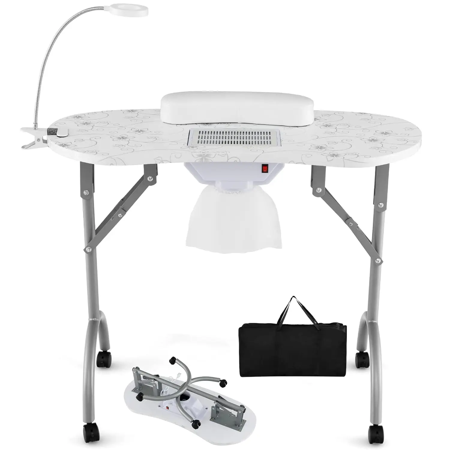 Portable Nail Table, 35" Foldable Manicure Table with Electric Dust Collector, Bendable LED Lamp, Carry Bag & 4, Customized
Portable Nail Table, 35" Foldable Manicure Table with Electric Dust Collector, Bendable LED Lamp, Carry Bag & 4, Customized