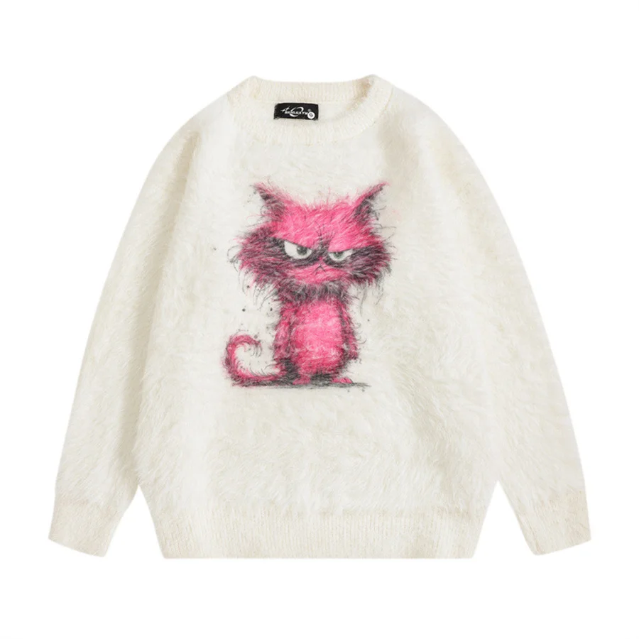 Women Autumn Winter Long Sleeve Sweaters Pullovers Knit Runway Designer High Quality Cartoon Angry cat Harajuku Sweet Jumper
Women Autumn Winter Long Sleeve Sweaters Pullovers Knit Runway Designer High Quality Cartoon Angry cat Harajuku Sweet Jumper