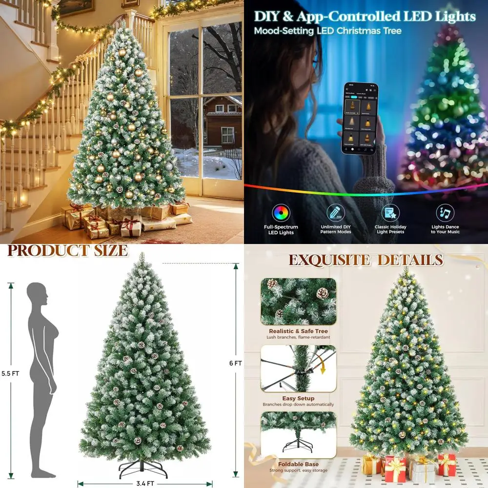 Рождественская елка с предварительной подсветкой 6 футов и 250 многоцветными светодиодными фонарями, управляемая через приложение, искусственная, матовые кончики, сосновые шишки, металлическое основание
Рождественская елка с предварительной подсветкой 6 футов и 250 многоцветными светодиодными фонарями, управляемая через приложение, искусственная, матовые кончики, сосновые шишки, металлическое основание