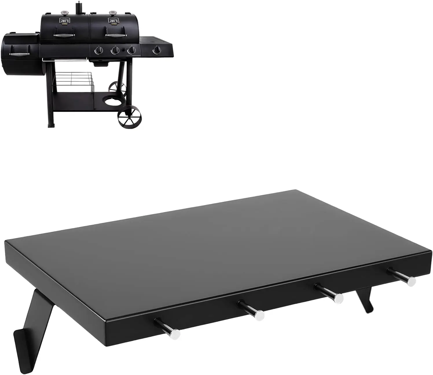 Front Shelf for Oklahoma Joe's Longhorn Combo Smoker Grill, Heavy-Duty Steel with 4 Tool Hooks, 17.6" x 12.1" Replacement
Front Shelf for Oklahoma Joe's Longhorn Combo Smoker Grill, Heavy-Duty Steel with 4 Tool Hooks, 17.6" x 12.1" Replacement