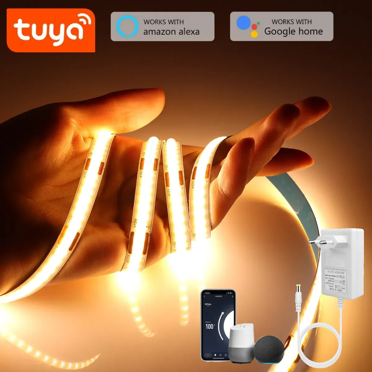 1M-10M TUYA Smart WiFi COB Strip Light 320LEDs/M DC24V RA90 Work With Alexa Google Home Echo Plug APP Voice Control Home Decor
1M-10M TUYA Smart WiFi COB Strip Light 320LEDs/M DC24V RA90 Work With Alexa Google Home Echo Plug APP Voice Control Home Decor