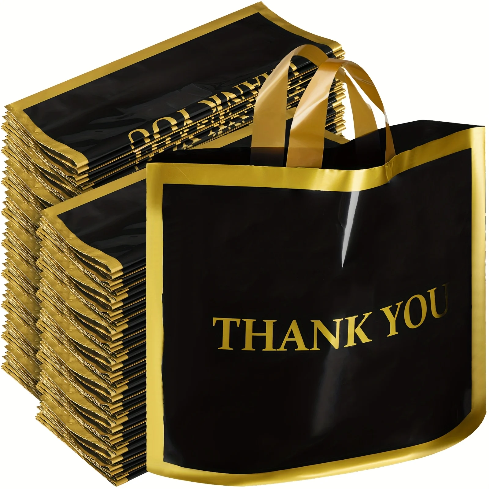 200pcs Thank You Plastic Shopping Bags for Small Business Bulk 12 X 15In Merchandise Boutique Bags with Handle Golden Loop (Black)
200pcs Thank You Plastic Shopping Bags for Small Business Bulk 12 X 15In Merchandise Boutique Bags with Handle Golden Loop (Black)