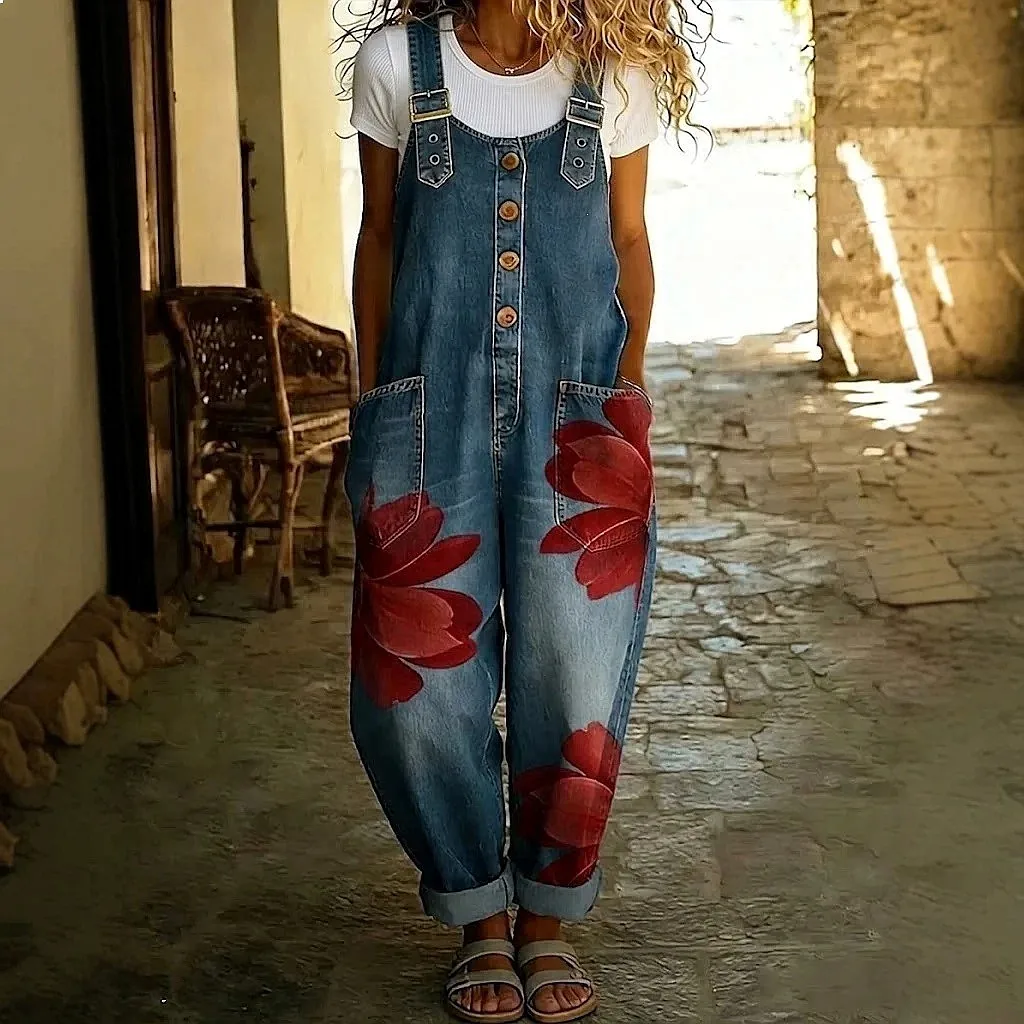 Fashion Jumpsuit Floral Print Denim Style Overall Romper Spring Summer Casual One Piece Pants Playsuit
Fashion Jumpsuit Floral Print Denim Style Overall Romper Spring Summer Casual One Piece Pants Playsuit
