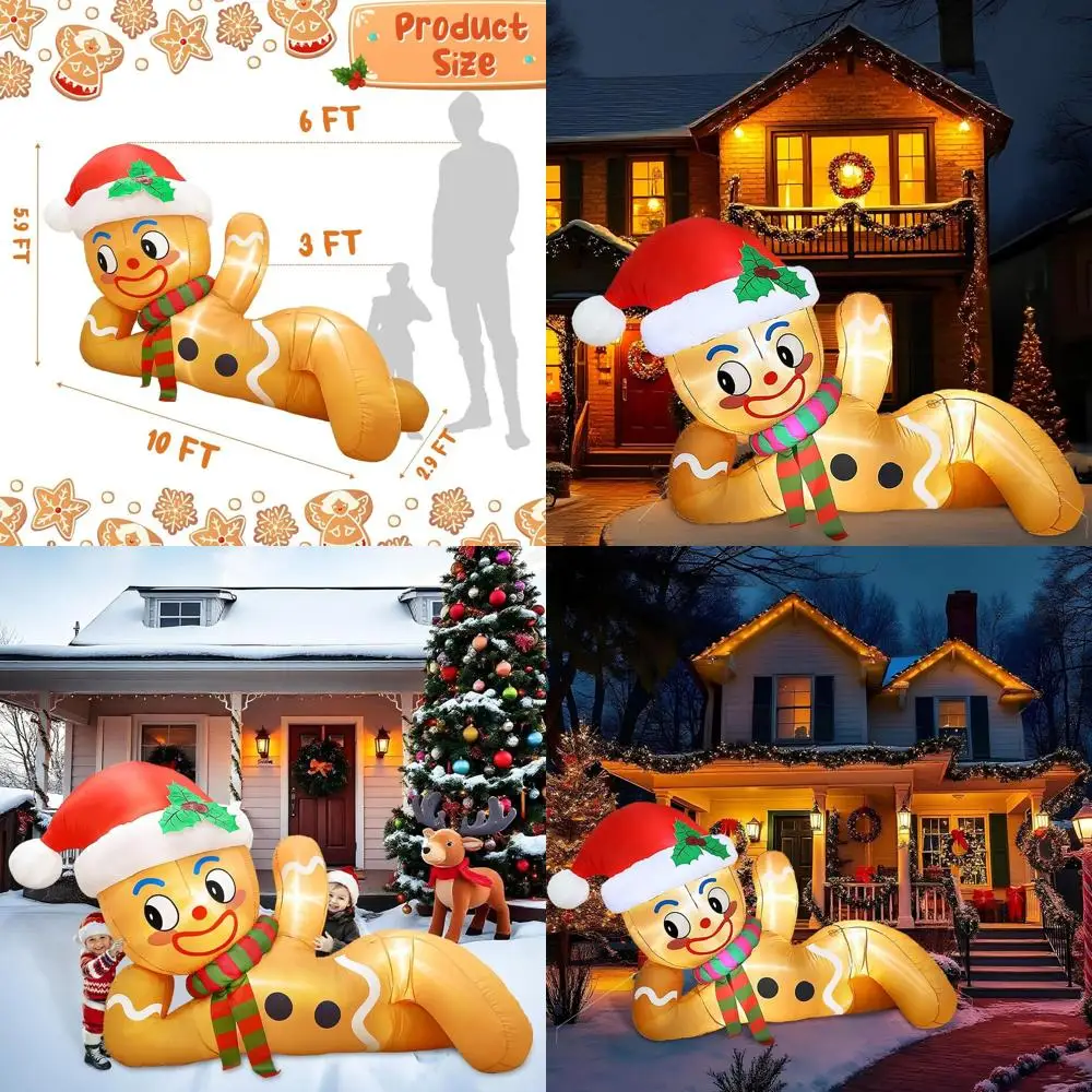 Christmas Outdoor Inflatable Decorations: Lying Gingerbread Man with LED Lights for Yard Garden Lawn
Christmas Outdoor Inflatable Decorations: Lying Gingerbread Man with LED Lights for Yard Garden Lawn