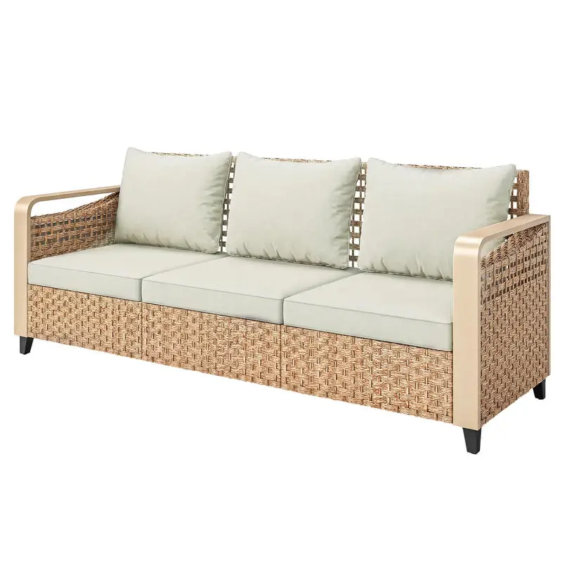 Rattan Wicker Sofa 3-Seater Outdoor Patio Sofa with Cushions for Garden Backyard Porch Beige
Rattan Wicker Sofa 3-Seater Outdoor Patio Sofa with Cushions for Garden Backyard Porch Beige