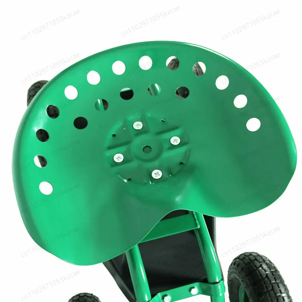 Movable garden seat car with 360-degree rotating seat and tool tray
Movable garden seat car with 360-degree rotating seat and tool tray