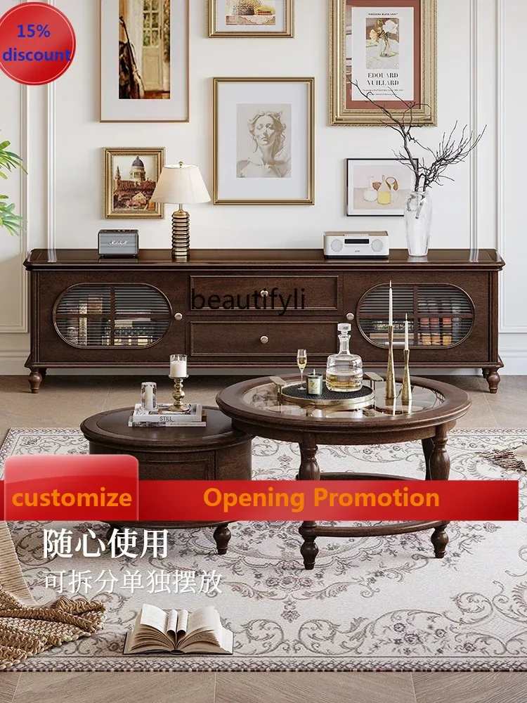 American-Style Solid Wood Coffee Table Home Living Room Combined Tea Table Vintage Country Walnut Tea Table G1218
American-Style Solid Wood Coffee Table Home Living Room Combined Tea Table Vintage Country Walnut Tea Table G1218