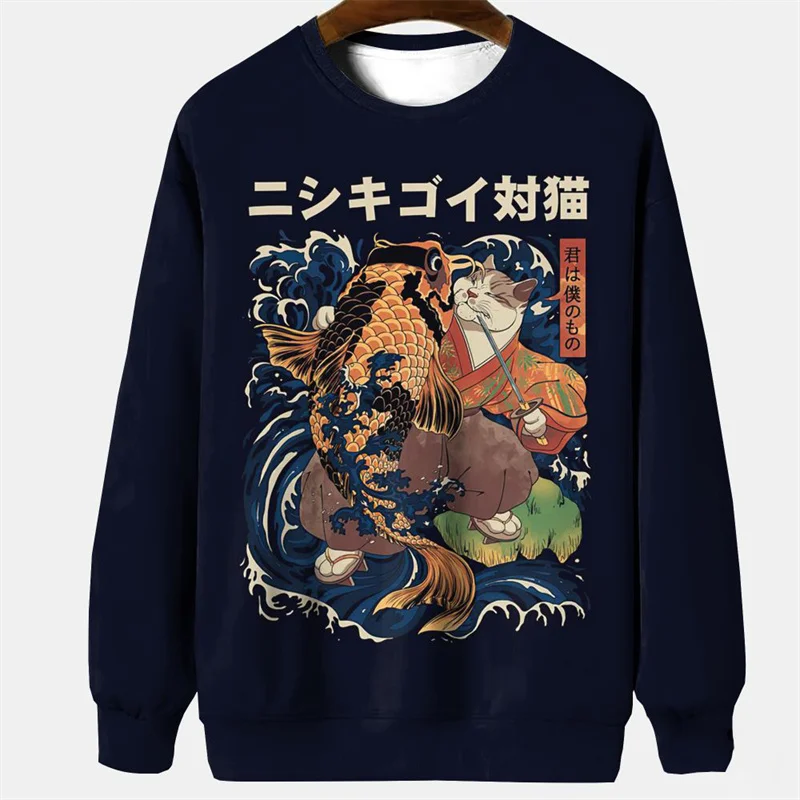 3D Print Fish And Cats Pattern Sweatshirt For Men Japanese Harajuku Style Long Sleeve Top Autumn Street Loose Round Neck Clothes
3D Print Fish And Cats Pattern Sweatshirt For Men Japanese Harajuku Style Long Sleeve Top Autumn Street Loose Round Neck Clothes