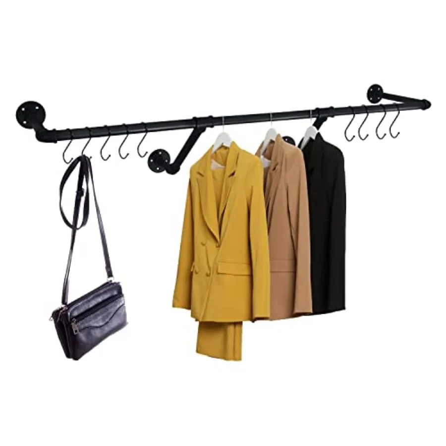 Industrial Pipe Clothes Rack, Farmhouse Iron Garment Rack, Vtage Style Hangg Rod for Closet, Wall Mounted, Matte Black Hooks cl
Industrial Pipe Clothes Rack, Farmhouse Iron Garment Rack, Vtage Style Hangg Rod for Closet, Wall Mounted, Matte Black Hooks cl