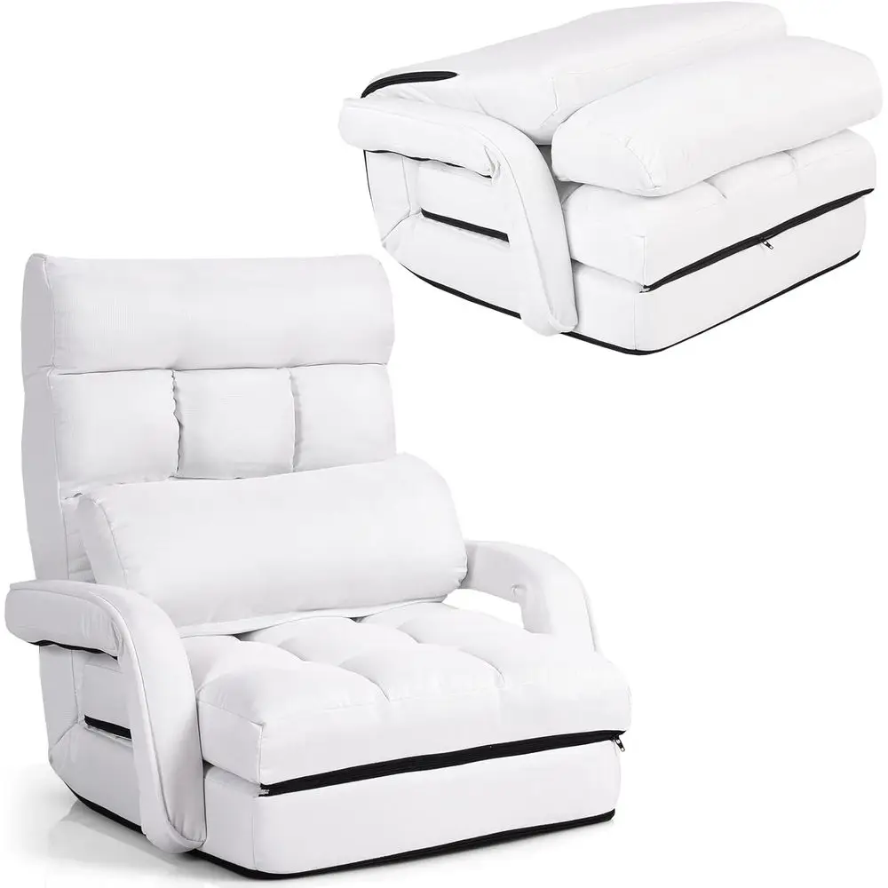 6-Position Adjustable Backrest Chaise Lounge Chair, Padded Lazy Sofa with Lumbar Support, White
6-Position Adjustable Backrest Chaise Lounge Chair, Padded Lazy Sofa with Lumbar Support, White