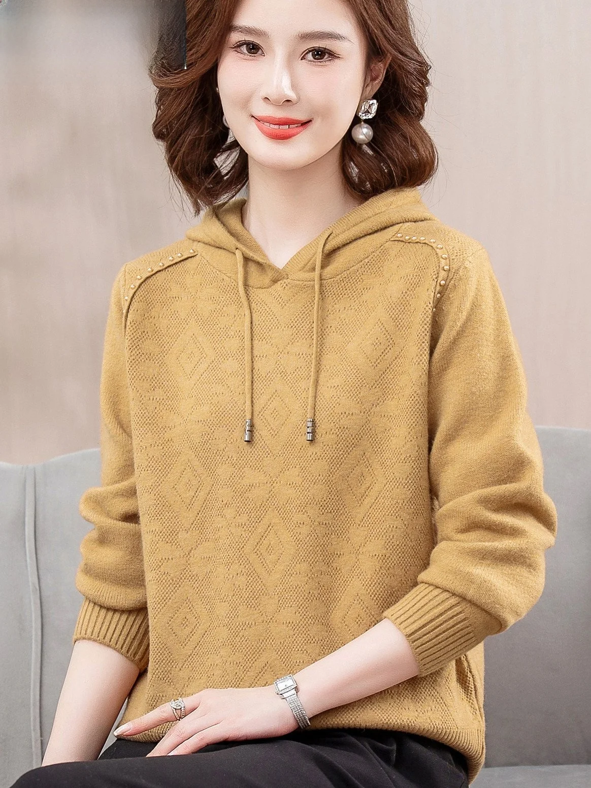 Faionable Knitted Hat Sweater Loose Women's Pullover Spring Autumn New Sle Mom Clothes Comfortable Breathable Casual Wear
Faionable Knitted Hat Sweater Loose Women's Pullover Spring Autumn New Sle Mom Clothes Comfortable Breathable Casual Wear