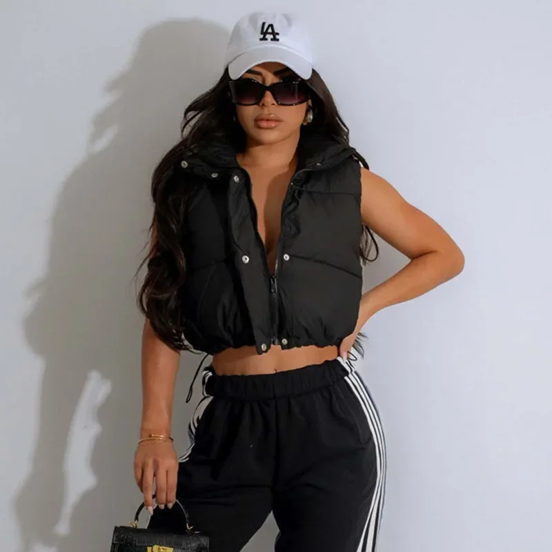 Winter Women Sleeveless Stand Collar Cotton Warm Parkas Vest 2024 Drawstring Casual Slim Outwear Crop Jacket Vests Femme Coats
Winter Women Sleeveless Stand Collar Cotton Warm Parkas Vest 2024 Drawstring Casual Slim Outwear Crop Jacket Vests Femme Coats