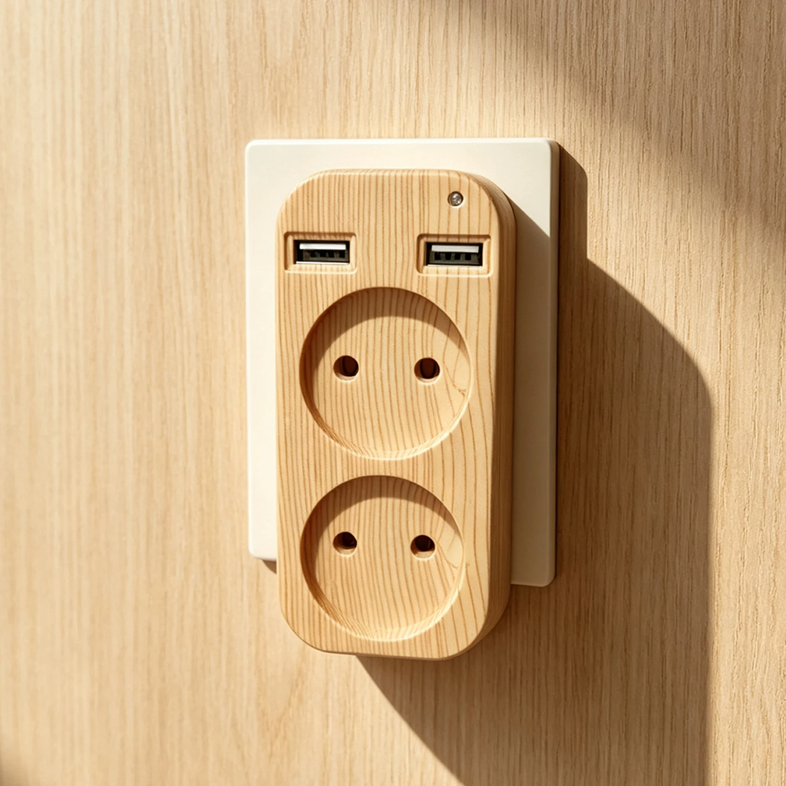 Wood Grain Ungrounded EU Plug Adapter 2 EU Sockets Dual USB-A Total Output 5V 2A Wall Power Socket
Wood Grain Ungrounded EU Plug Adapter 2 EU Sockets Dual USB-A Total Output 5V 2A Wall Power Socket