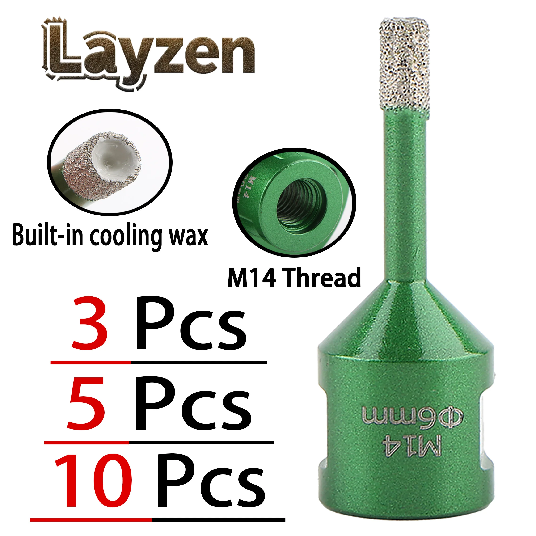 3/5/10Pcs 6mm M14 Thread Vacuum Brazed Diamond Dry Drill Bit Set Core Bit Hole Saw For Ceramic Tile Natural Stone Hole Opener
3/5/10Pcs 6mm M14 Thread Vacuum Brazed Diamond Dry Drill Bit Set Core Bit Hole Saw For Ceramic Tile Natural Stone Hole Opener